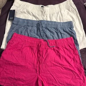 GAP Women's Shorts - 3 Pairs, Fuchsia, Denim Blue, White, XXL